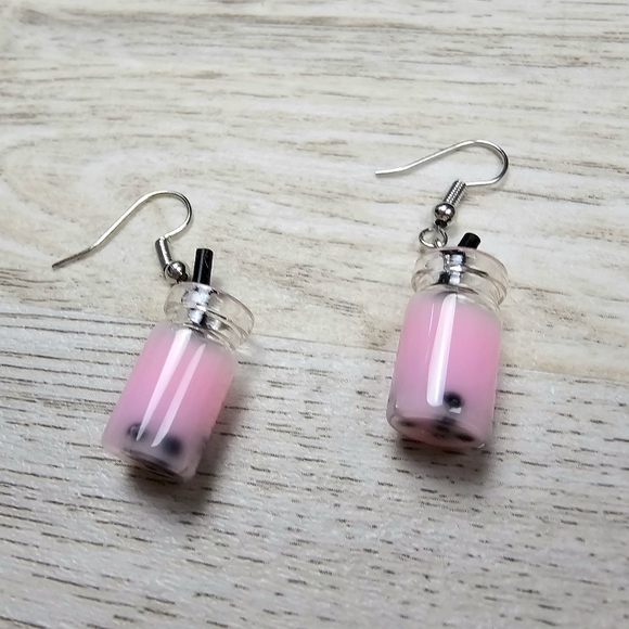 Bobba Rosehip Milk Tea Dangle Earrings - Picture 5 of 6